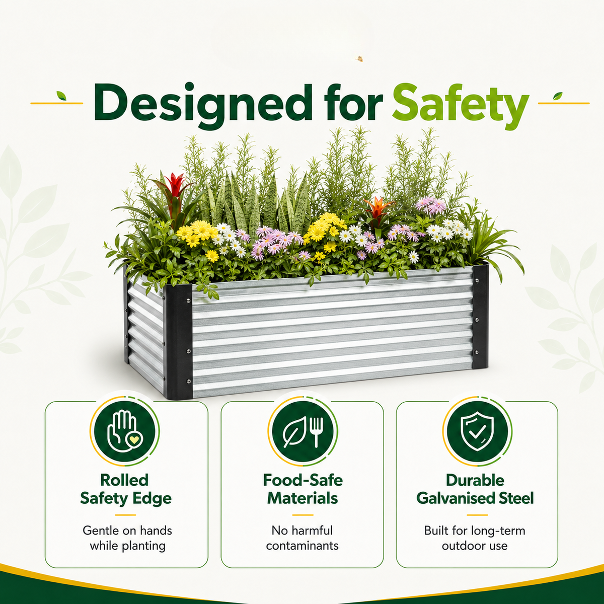 Meadow Plus Raised Garden Bed – 41cm High | Galvanised Steel
