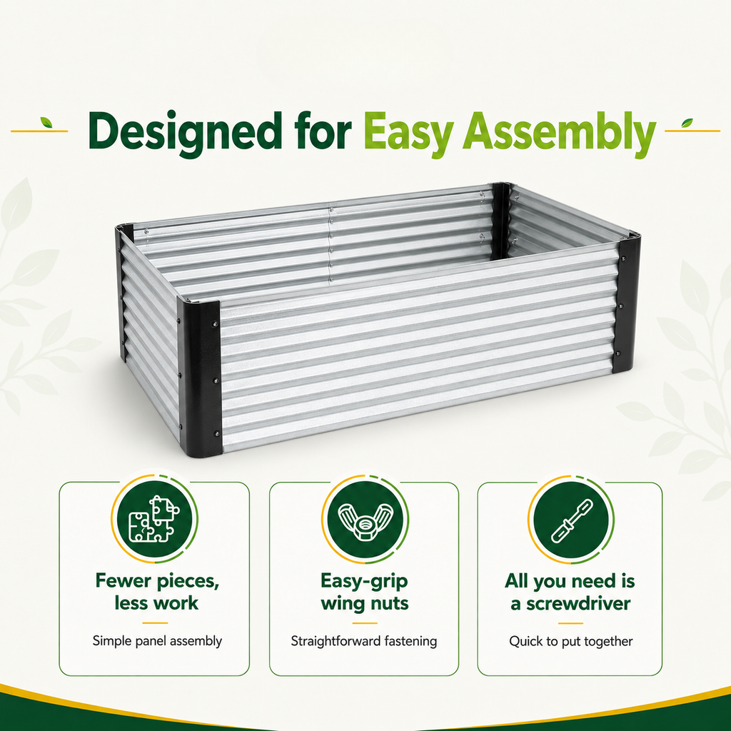 Meadow Raised Garden Bed – 41cm High | Galvanised Steel