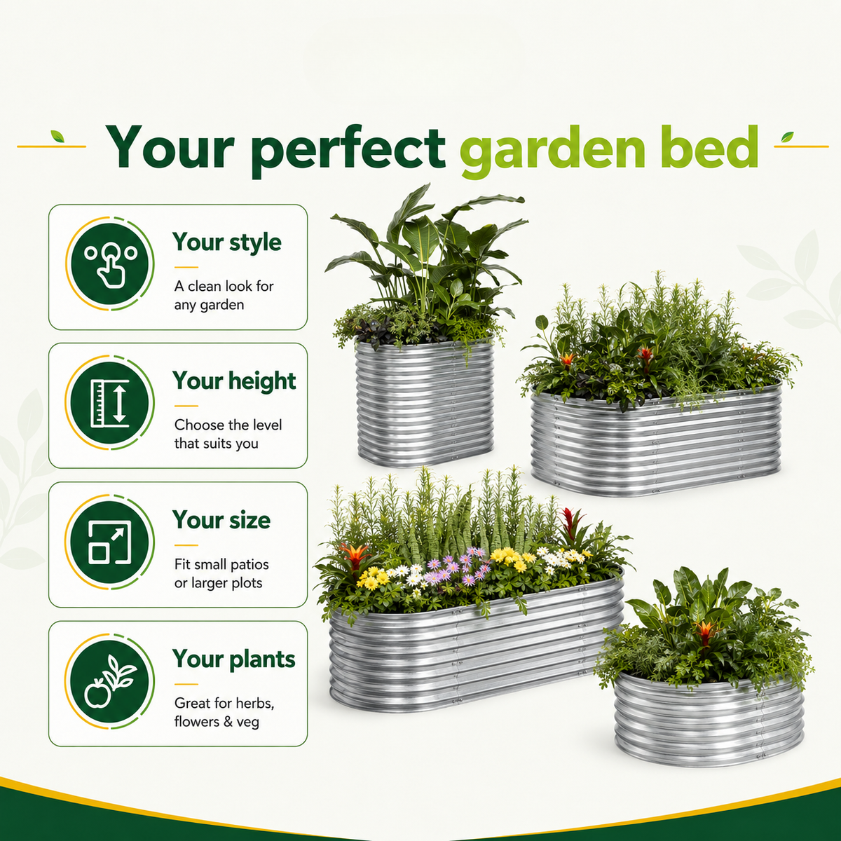 Allotment Mini Raised Garden Bed – 30cm High | Galvanised Steel