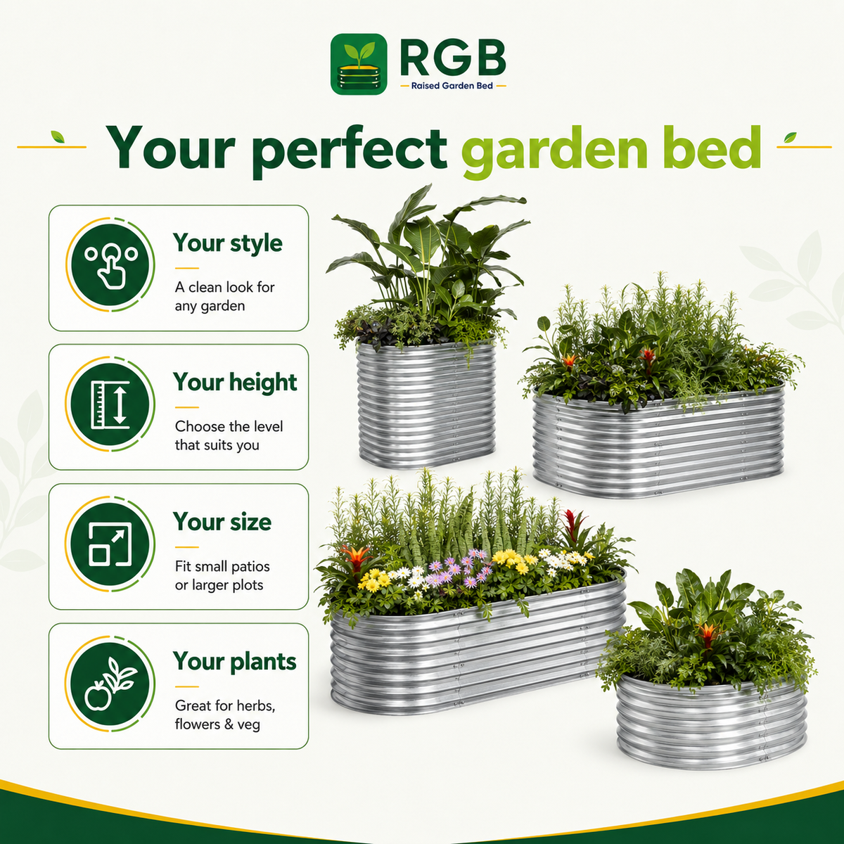 Meadow Plus Raised Garden Bed – 41cm High | Galvanised Steel